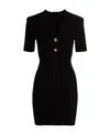Balmain Short Knit Dress With Gold Buttons In Black