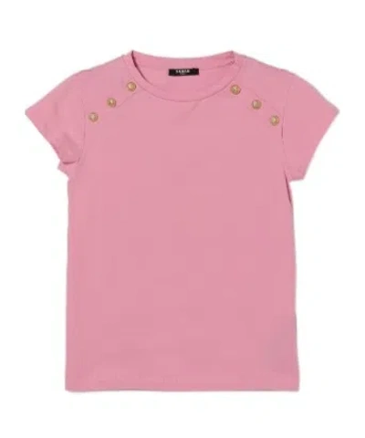 Balmain Kids' Short Sleeve T-shirt In Pink