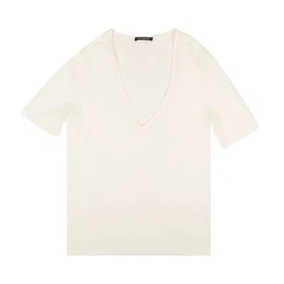 Pre-owned Balmain Short-sleeve V Neck Knit Top 'white' | Women's Size 42