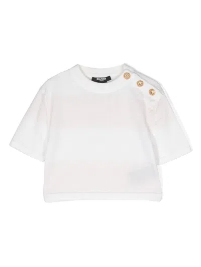 Balmain Kids' Short-sleeve Wool T-shirt In White