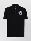 Balmain Short Sleeve Zip Collar Polo Shirt In Animal Print