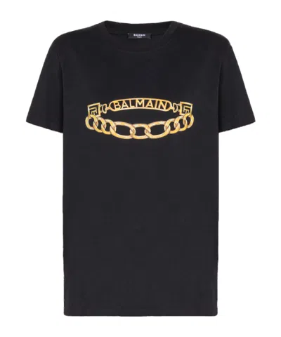 BALMAIN SHORT-SLEEVED BALMAIN CHAIN PRINT T-SHIRT
