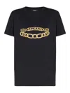 Balmain Crew Neck Graphic Print Short Sleeves In Black