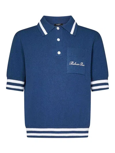 Balmain Short-sleeved Dark Blue Cotton
