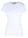 Balmain Short-sleeved Draped Jersey T-shirt In Multi