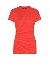 Balmain Short-sleeved Draped Jersey T-shirt In Red