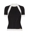 Balmain Ribbed Panelled Knit Top In Black