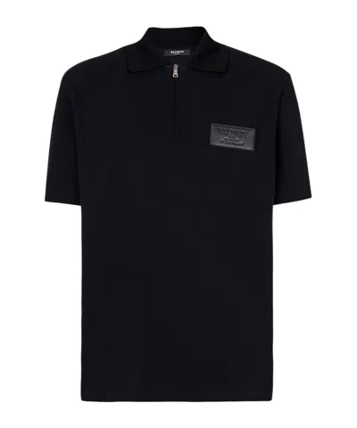 Balmain Cotton Polo Shirt In Black