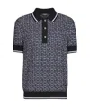 Balmain Monogram Jacquard Merino Wool Polo Sweater In Black