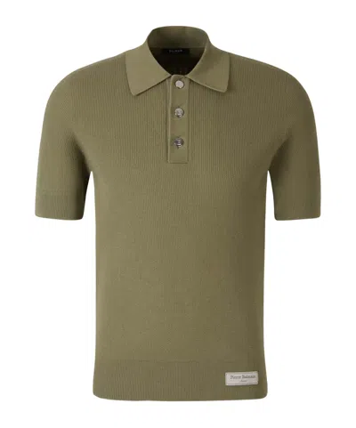 Balmain Logo-patch Polo Shirt In Green