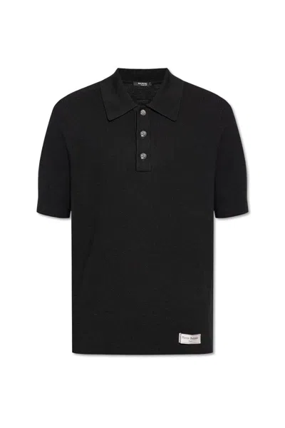 Balmain Short-sleeved Polo Shirt In Nero
