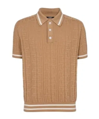 Balmain Short-sleeved Polo Shirt In Nude