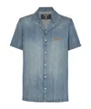 Balmain Short-sleeved Pyjama Shirt In Faded Denim In Blue