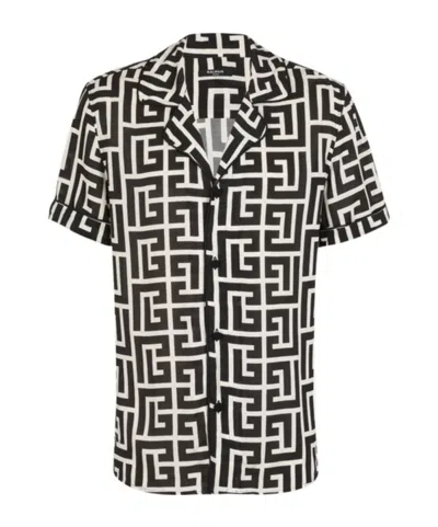 BALMAIN BALMAIN MONOGRAM PRINTED RELAXED FIT PYJAMA SHIRT
