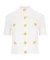 Balmain Short Sleeve Buttoned Pocket Knit Cardigan In White