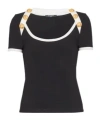 Balmain Two-tone T-shirt With Button Details In Black