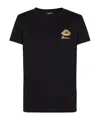Balmain Black Crewneck T-shirt With Logo Detail On The Front In Black