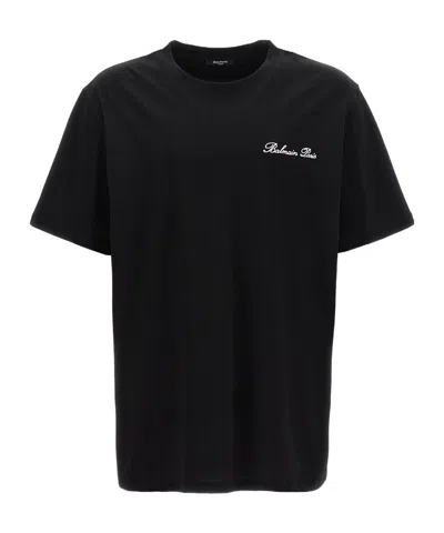 BALMAIN LOOSE T-SHIRT WITH BALMAIN SIGNATURE EMBROIDERY