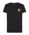 Balmain Black Crewneck T-shirt With Logo Detail On The Front In Black