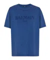 Balmain Logo Embroidered T-shirt In Blue