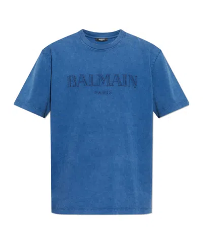 BALMAIN EMBROIDERED-LOGO T-SHIRT