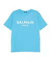 Balmain Organic Cotton Logo Graphic T-shirt In Blue