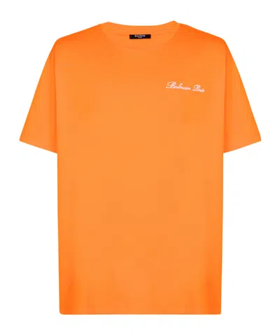 BALMAIN RELAXED T-SHIRT WITH BALMAIN SIGNATURE EMBROIDERY