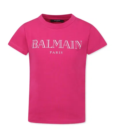 Balmain Short-sleeved T-shirt In Fucsia
