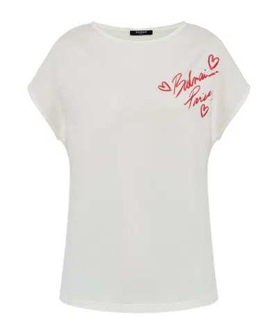 BALMAIN BALMAIN SHORT-SLEEVED LIPSTICK T-SHIRT