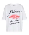Balmain Graphic Kiss Print T-shirt With Relaxed Fit In White