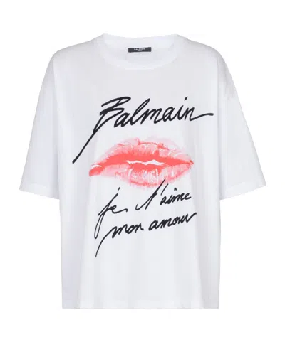 Balmain Kiss Print T-shirt In White