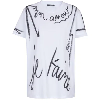 Balmain Sl Writing Printed T-shirt In White