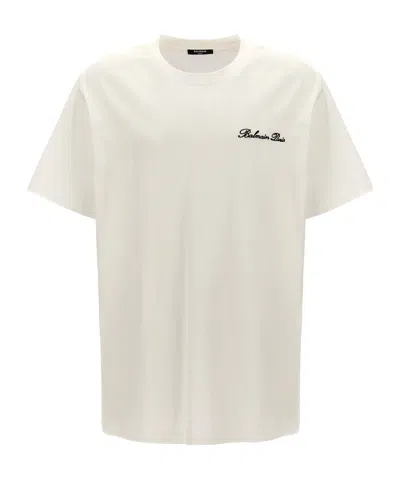 BALMAIN LOOSE T-SHIRT WITH BALMAIN SIGNATURE EMBROIDERY