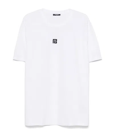 BALMAIN BALMAIN LOGO EMBROIDERED CREWNECK T-SHIRT