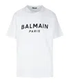 Balmain White Crewneck T-shirt With Contrasting Logo Lettering Print In White