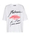 Balmain Graphic Kiss Print T-shirt With Relaxed Fit In White
