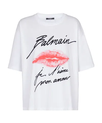 BALMAIN BALMAIN KISS PRINTED CREWNECK T-SHIRT