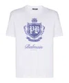 Balmain Short-sleeved T-shirt With College Emblem Print In White