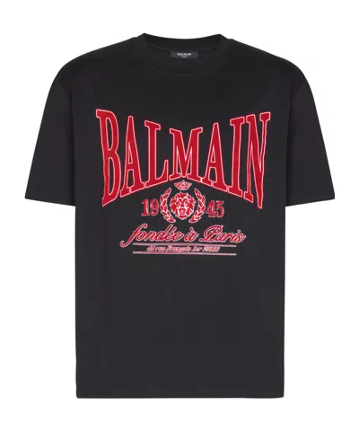 Balmain T-shirt With A Logo And Velvet Finish In Transparent