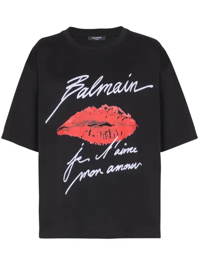 Balmain Short-sleeved T-shirt With Kiss Print In Multi