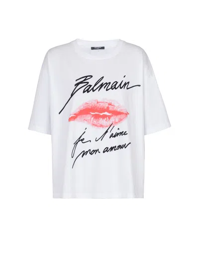 Balmain Short-sleeved T-shirt With Kiss Print In White