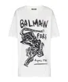 Balmain Short-sleeved T-shirt With Leopard Print In White