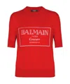 Balmain Logo-intarsia T-shirt In Red