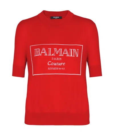 BALMAIN BALMAIN LOGO DETAILED KNITTED TOP