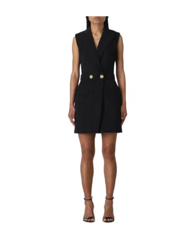 Balmain Short Sleeveless Dress In Black