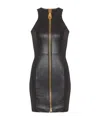 Balmain Short Sleeveless Lambskin Dress In Black