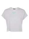 Balmain Paris Logo Cropped Crew Neck T Shirt In White