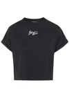 Balmain Cropped Logo Cotton T-shirt In Black