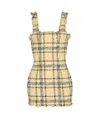 Balmain Check Paillette Tweed Sleeveless Mini Dress In Brown