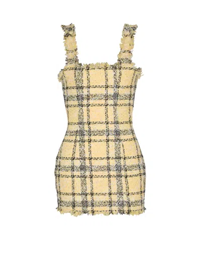BALMAIN BALMAIN FRAYED CHECK TWEED DRESS